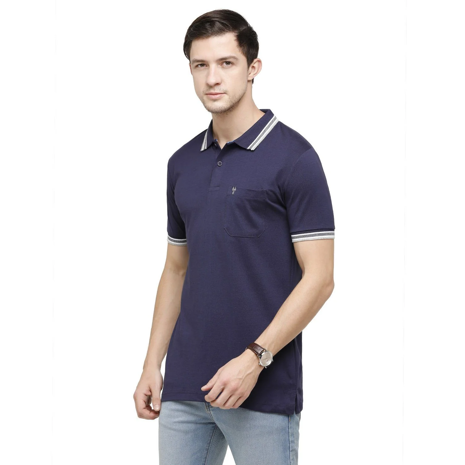 T-shirt Classic Polo Men's Dark Blue Sporty Polo Half Sleeve Slim Fit T-Shirt | Pristo - Classic Blue