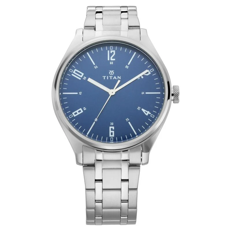 Titan Men's Minimalist Zen Watch: Sleek Metal Strap with Contrast Hands