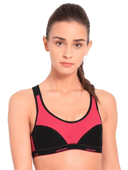 Jockey Women's Wirefree Padded Super Combed Cotton Elastane Stretch Full Coverage Racer Back Active Bra with Stay Fresh and Moisture Move Treatment