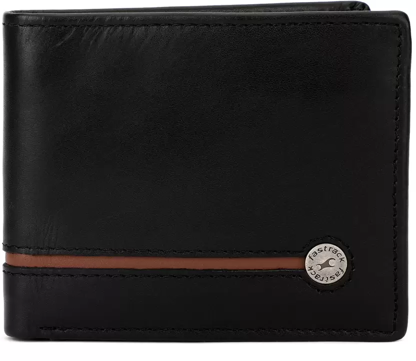 Fastrack  Men Black Genuine Leather Wallet - Mini  (9 Card Slots)