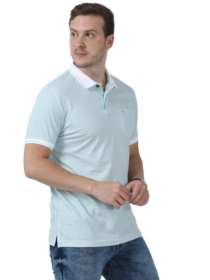 Classic Polo Men's Printed Green Cotton Half Sleeve T-Shirt | BELLO - 251 B SF P
