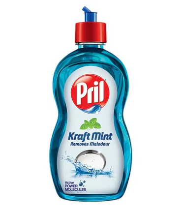Pril Dishwash Liquid - Kraft Mint, Active Power Molecules, 225 ml Bottle