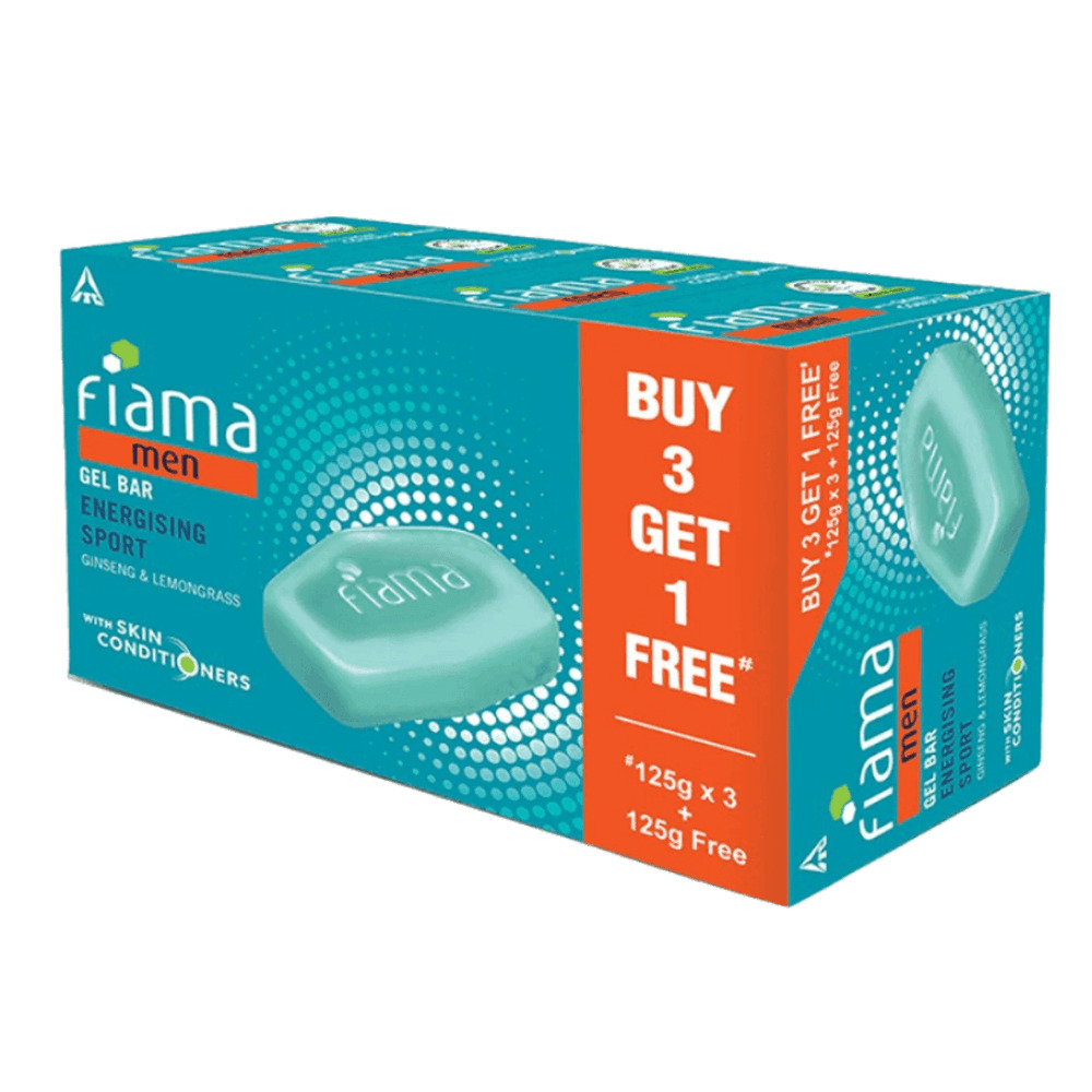 Fiama Men Energizing Sport Gel Bar With Ginseng And Lemongrass With Skin Conditioners 125g soap Buy 3 Get 1 Free