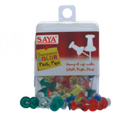 Saya Push Pins - Rust-Proof, Durable, Transparent Colours, 50 pcs