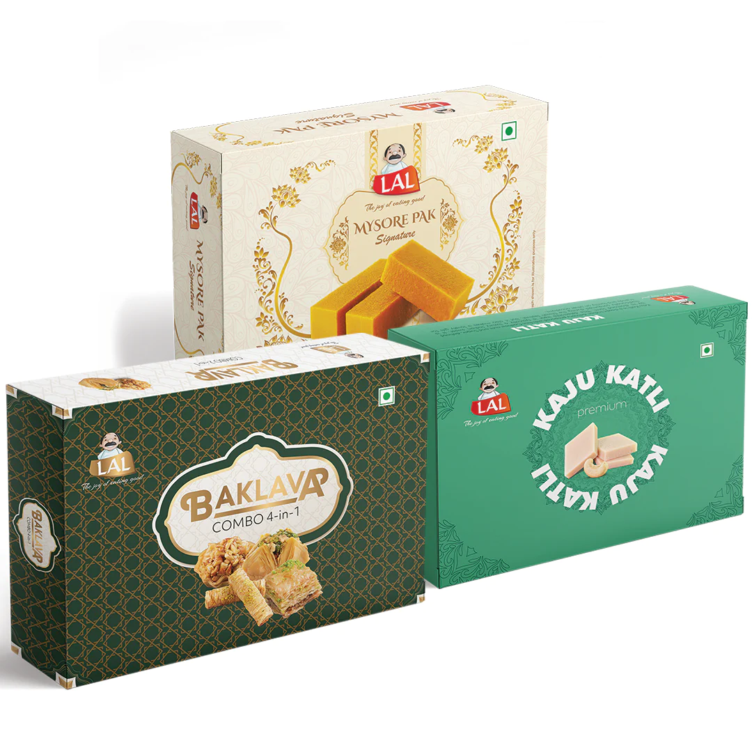 Lal Sweets Mysore pak signature 400g, Baklava Combo 4 in 1(650g) and Kaju katli 400g