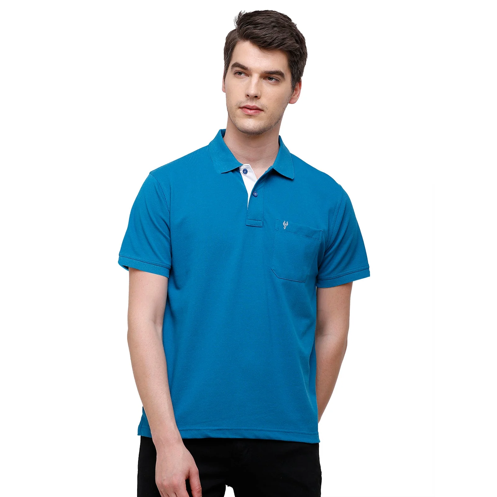 T-shirt Classic Polo Men's Ocean Blue Polo Neck Authentic Fit T-Shirt | 4SSN 208