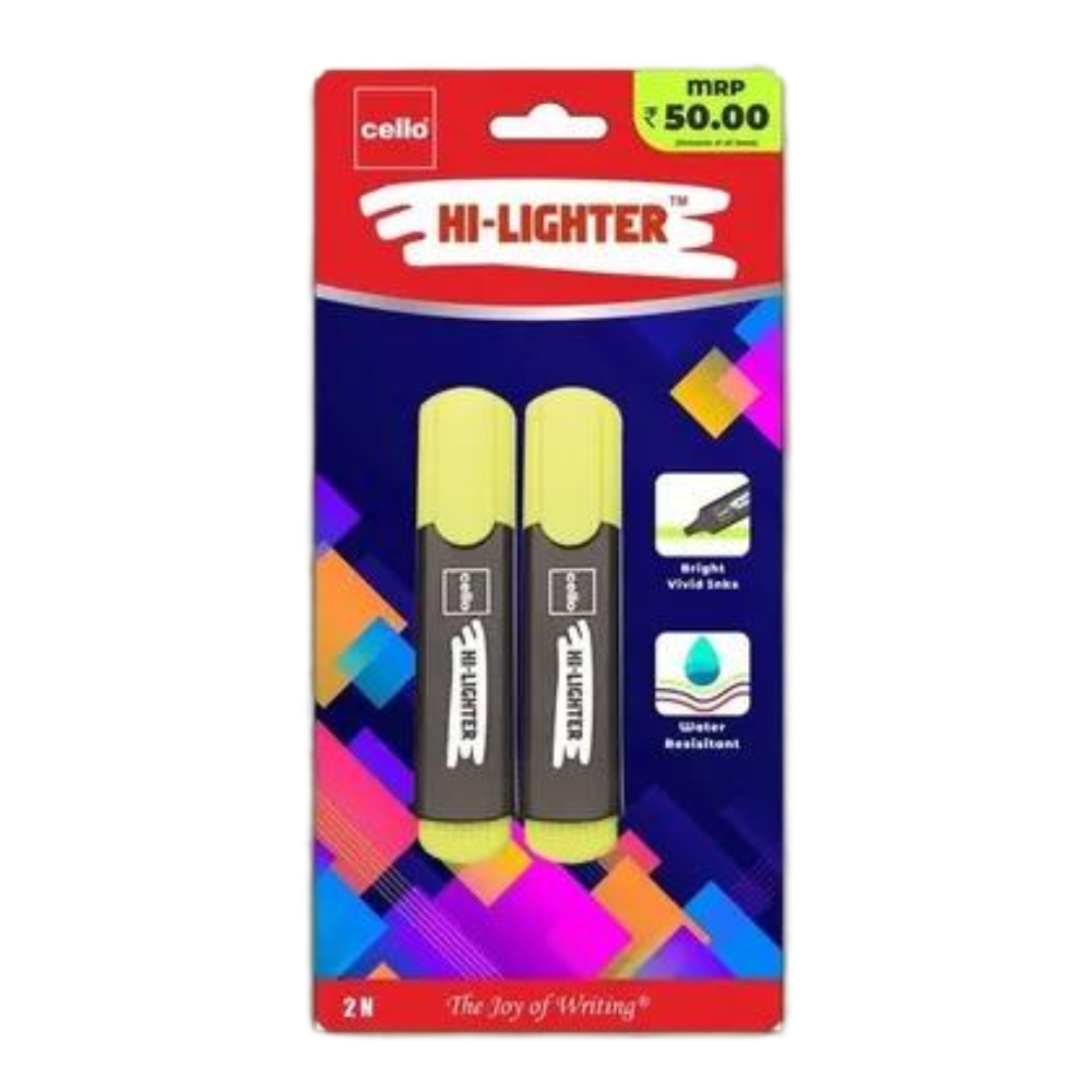 Cello Highlighter Assorted (pack of 2) Blister