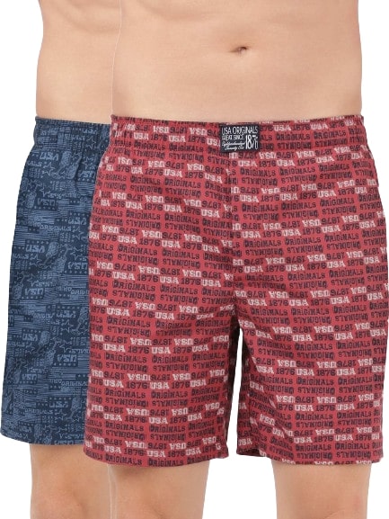 Jockey Men's Super Combed Mercerized Cotton Woven Printed Boxer Shorts with Side Pocket(Pack of 2)