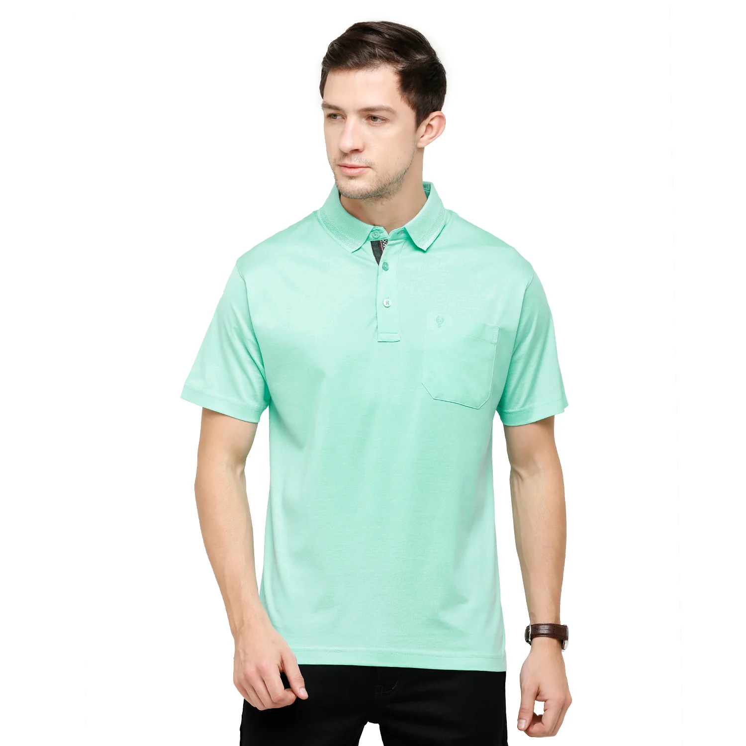 T-shirt Classic Polo Men's Solid Polo Neck Authentic Fit 100% Cotton T-Shirt | Sedos - Green Aqua