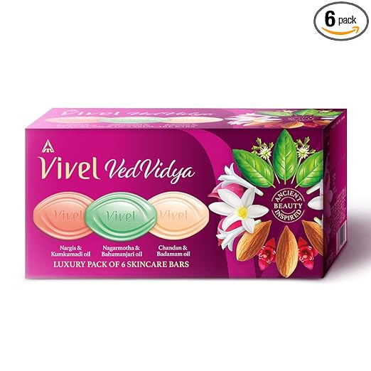 Vivel VedVidya Luxury Pack of 6 Skincare Soaps for Soft