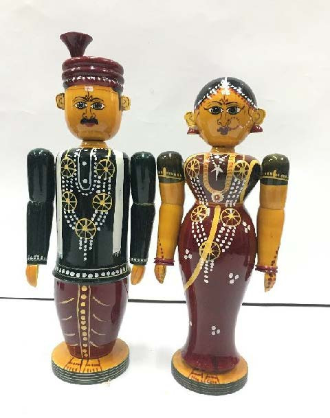Wooden Marriage Pair Doll (Height – 25cm) -  Shree Channapatna Toys