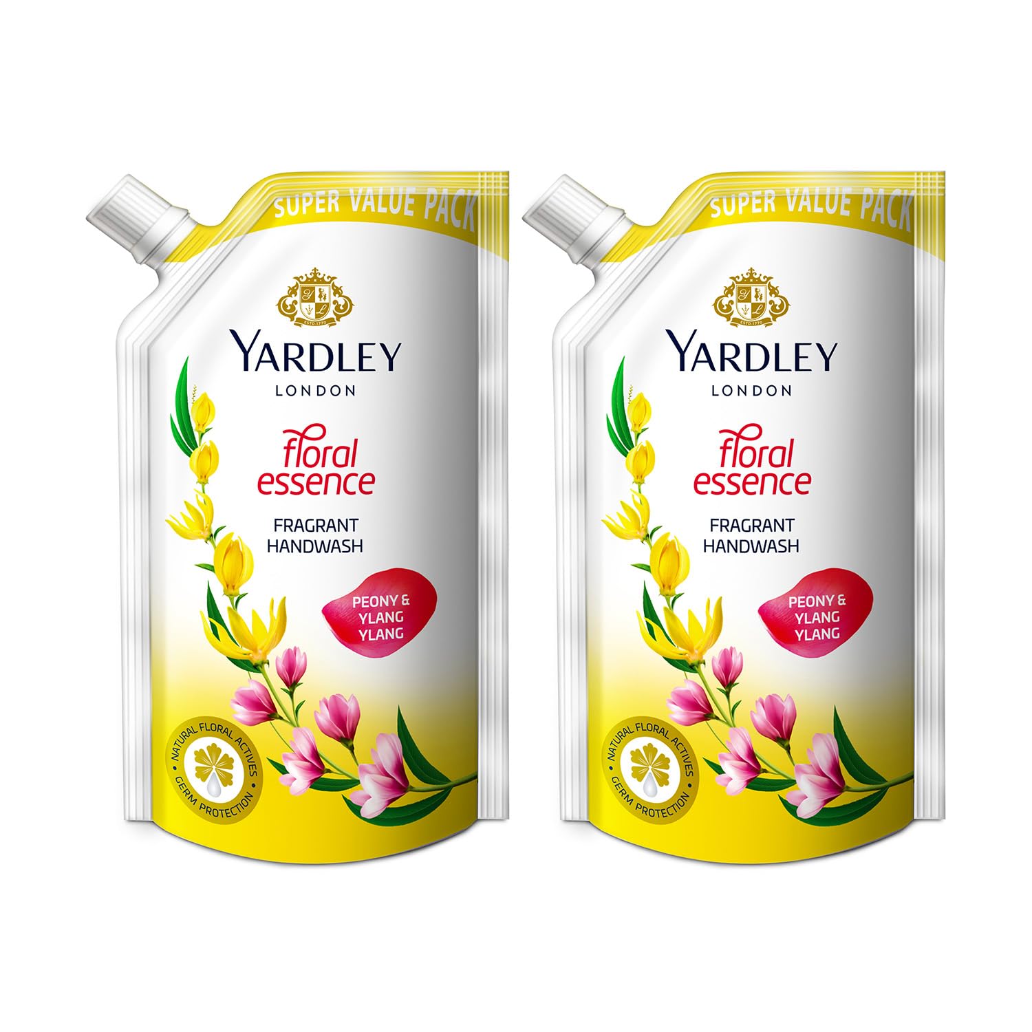 Yardley London Floral Essence Peony & Ylang Ylang Handwash Refill, 725ml (Pack of 2)