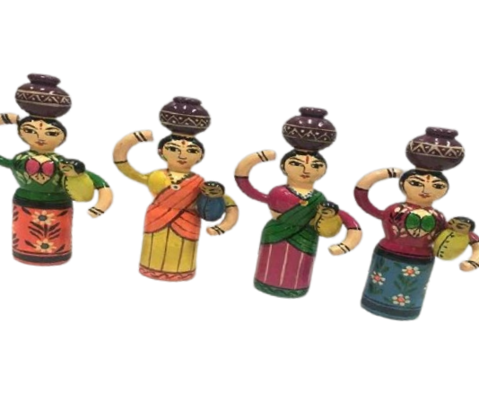 Wooden Women with child Doll (Height-20cm,Pack of 4Nos.) for Kids ...