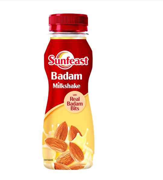 Sunfeast Badam Milkshake, Almond Milkshake with Real Almond Bits, 180ml