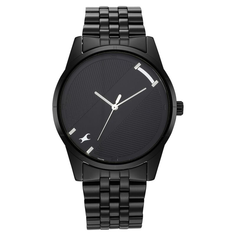 Fastrack Stunners Quartz Analog Black Dial Metal Strap Watch for Guys