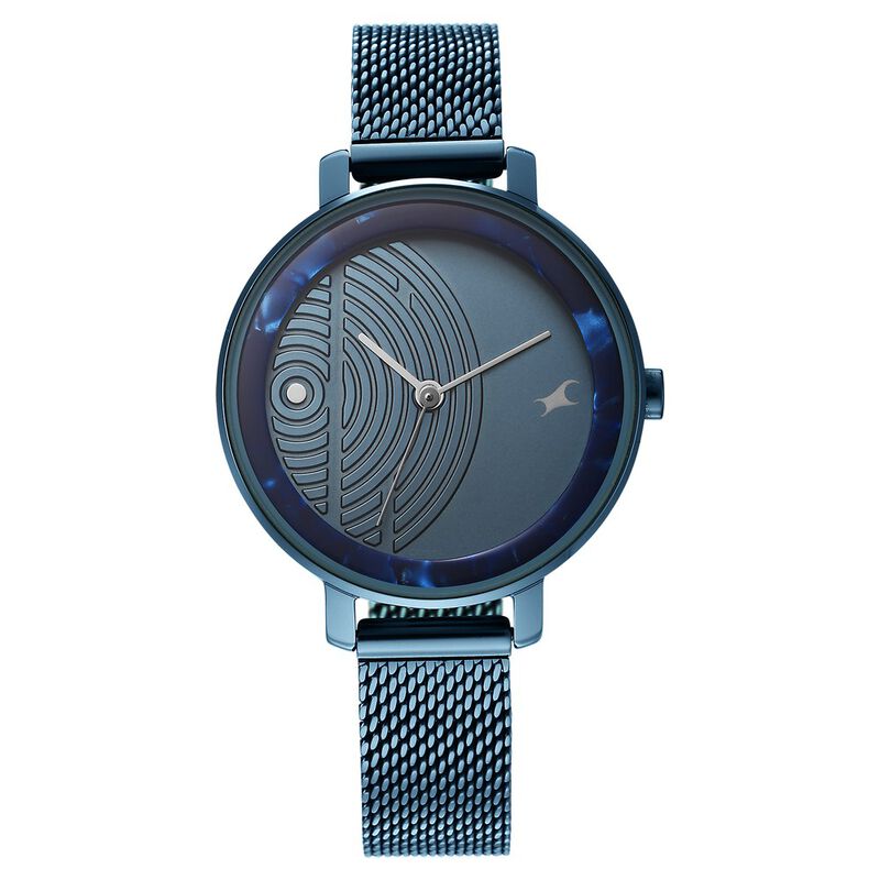 Fastrack Younique Quartz Analog Blue Dial Stainless Steel Strap Watch for Girls
