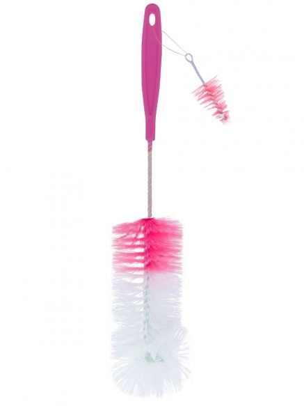 J L Morison Long Handle Sparkle Bottle & Nipple Cleaning Brush - Pink