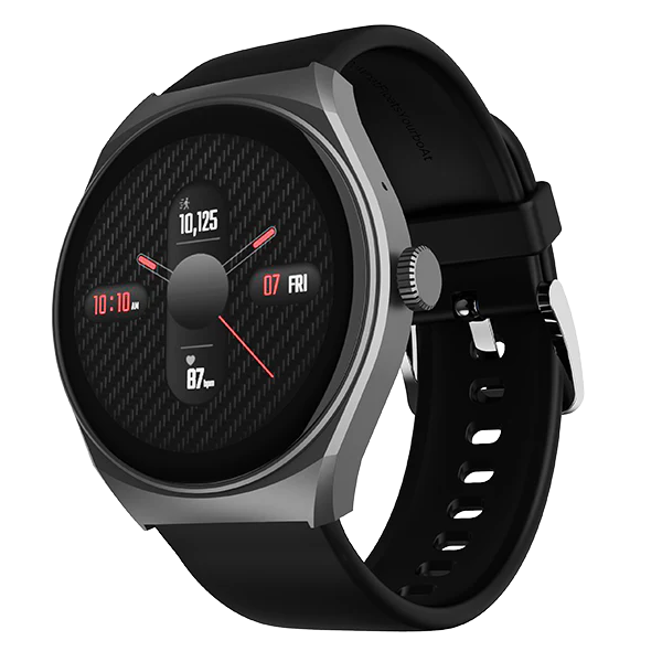 Boat Lunar Velocity Black Silicon Strap Smartwatch with Bluetooth Calling