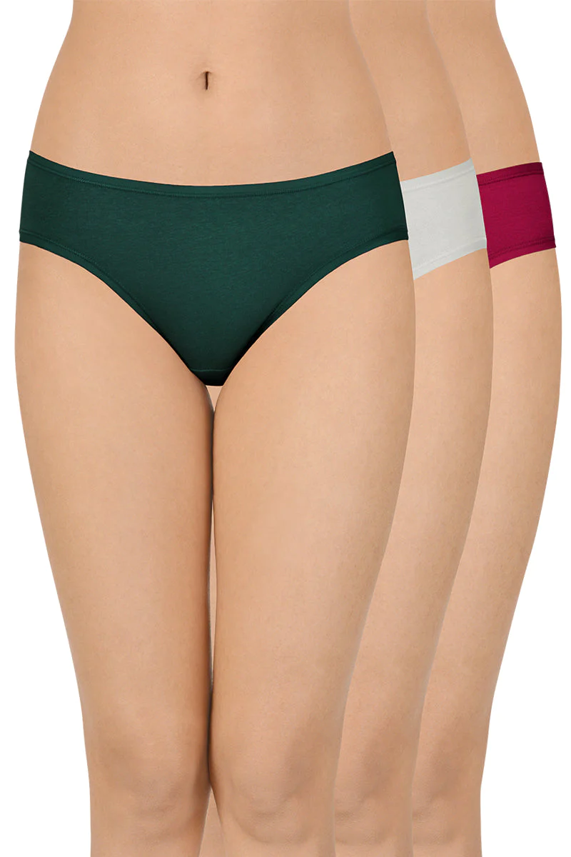 Amante  Solid Low Rise Bikini (Pack of 3)-C371 Solid