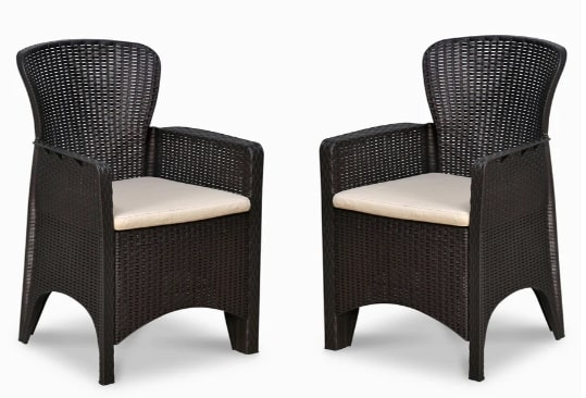 Nilkamal Breeze Set of 2 Plastic Garden Chairs with Cushion