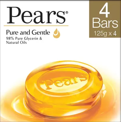 Pears Pure & Gentle Glycerin & Natural Oils Soap Bar 125 g (Buy 4 Get 1 Free)
