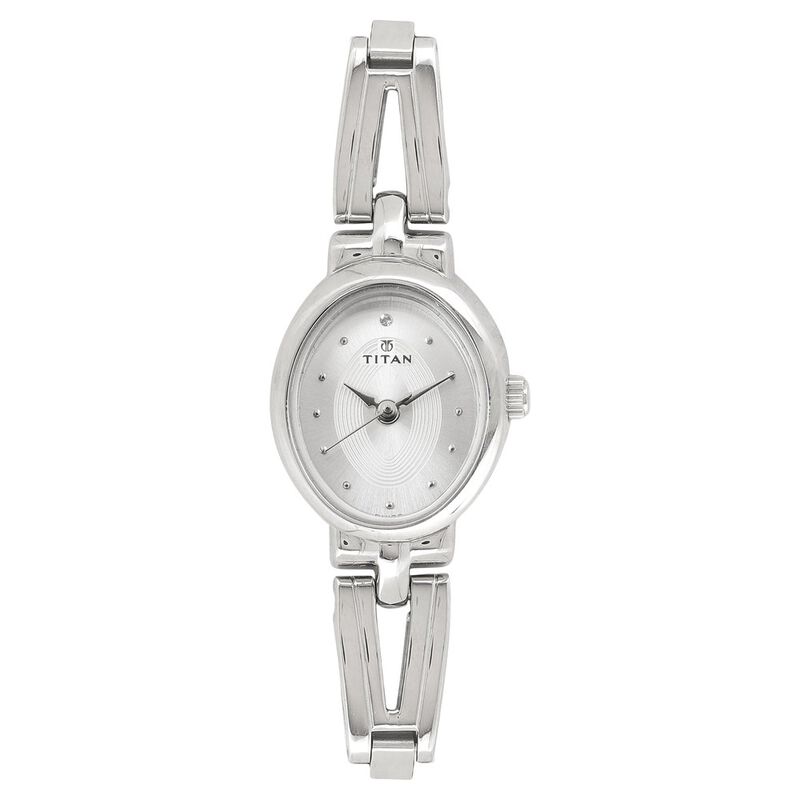 Titan Quartz Analog Silver Dial Stainless Steel Strap Watch for Women