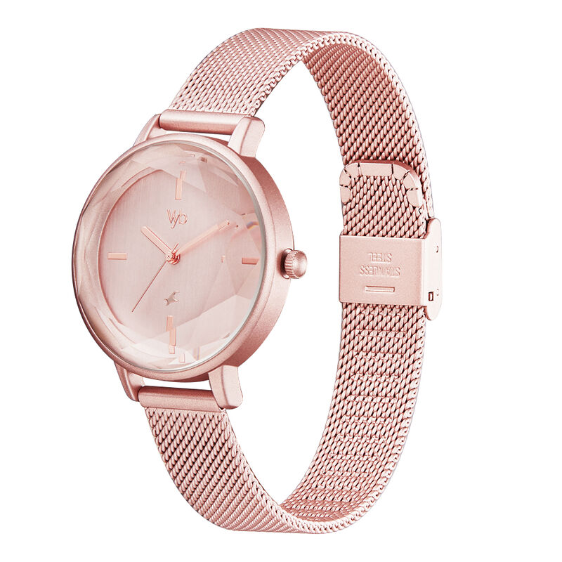 Vyb by Fastrack Quartz Analog Rose Gold Dial Stainless Steel Strap Watch for Girls