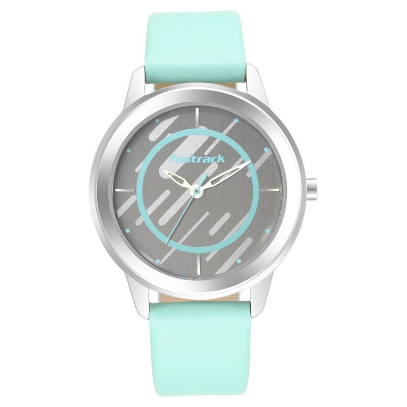 Fastrack Wear Your Look Quartz Analog Grey Dial Leather Strap Watch for Girls
