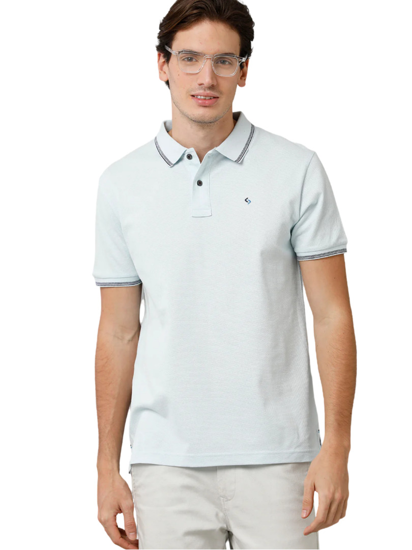 T-shirt Classic Polo Men's Cotton Solid Half Sleeve Slim Fit Polo Neck Light Blue Color T-Shirt | Prm - 749 B