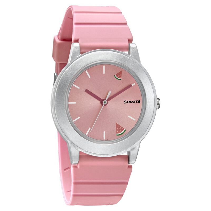 Sonata Play Pink Dial Women Watch With Plastic Strap NR8992PP10W