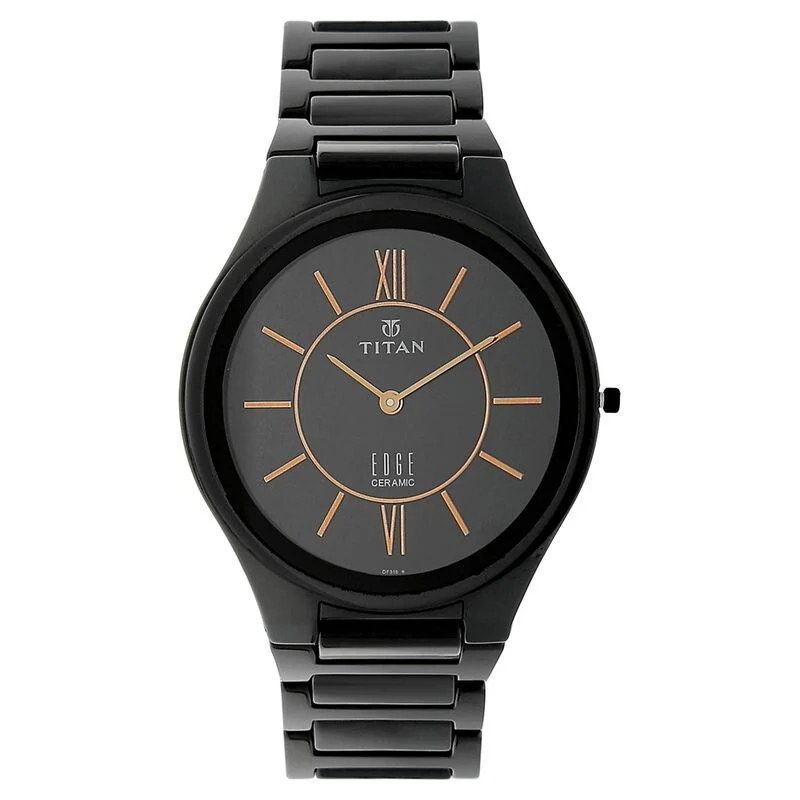 Titan Edge Ceramic Black Dial Analog Ceramic Strap watch for Men