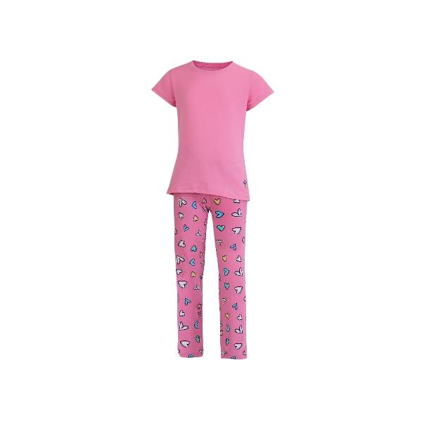 Jockey Girl's Super Combed Cotton Relaxed Fit Short Sleeve Printed T-Shirt and Pyjama Set