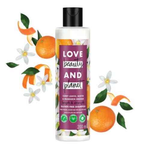 Love Beauty and Planet Curry Leaves, Biotin & Mandarin Sulfate Free Shampoo for long & strong hair, 200ml