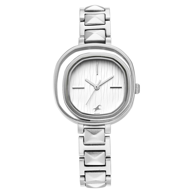Fastrack Opulence Quartz Analog Silver Dial Metal Strap Watch for Girls