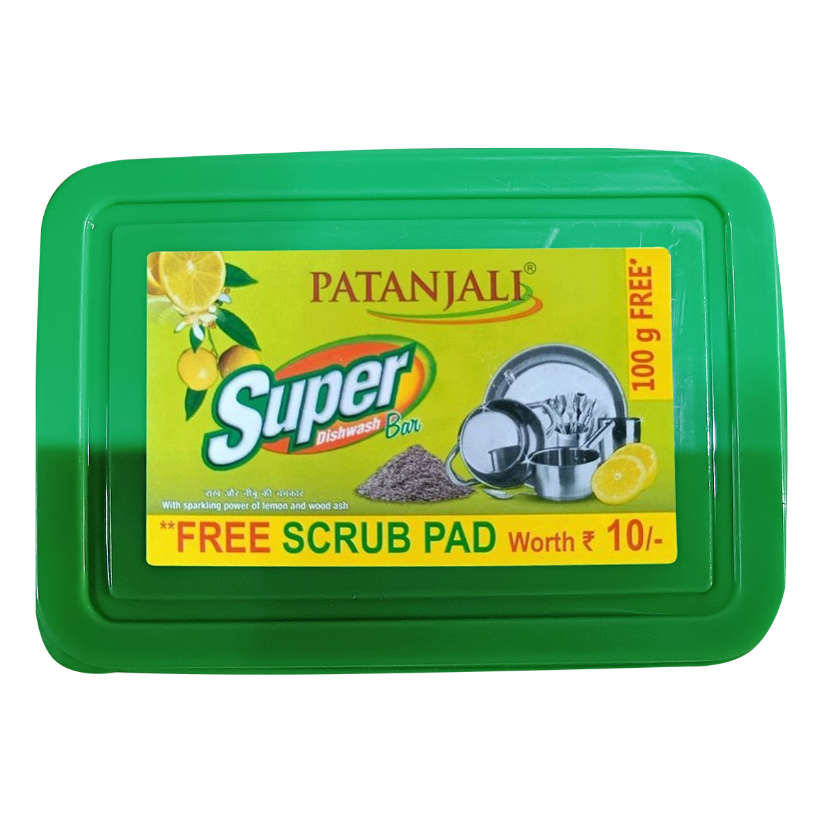 Patanjali Dishwash Bar-600g (500g+100g)+ Scrub Pad