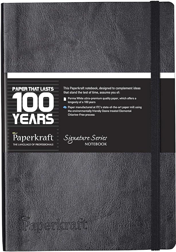 Paperkraft Signature Series Notebook (Black Cover) - 210 x 145 mm, 160 pages, 80 GSM 2254008