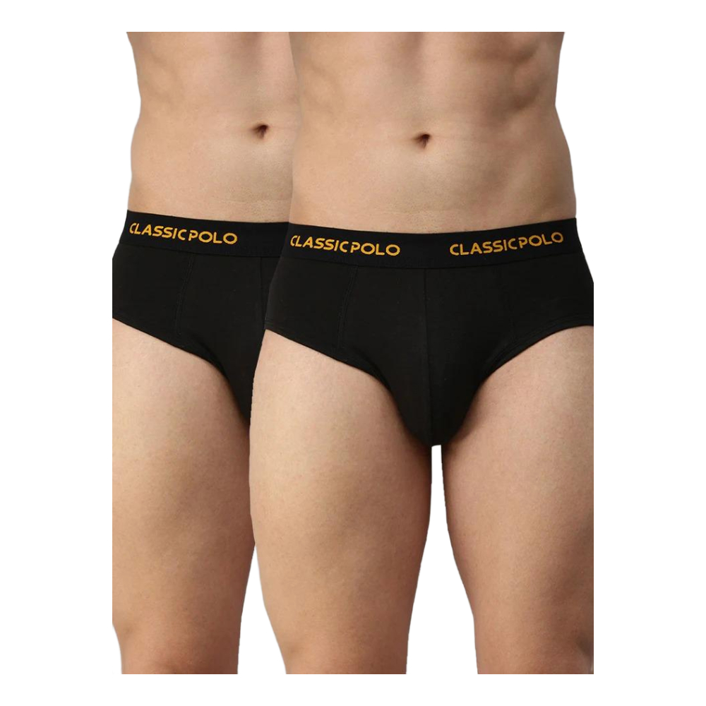 Classic Polo Men's Modal Solid Briefs | Scarce - Black (Pack Of 2)