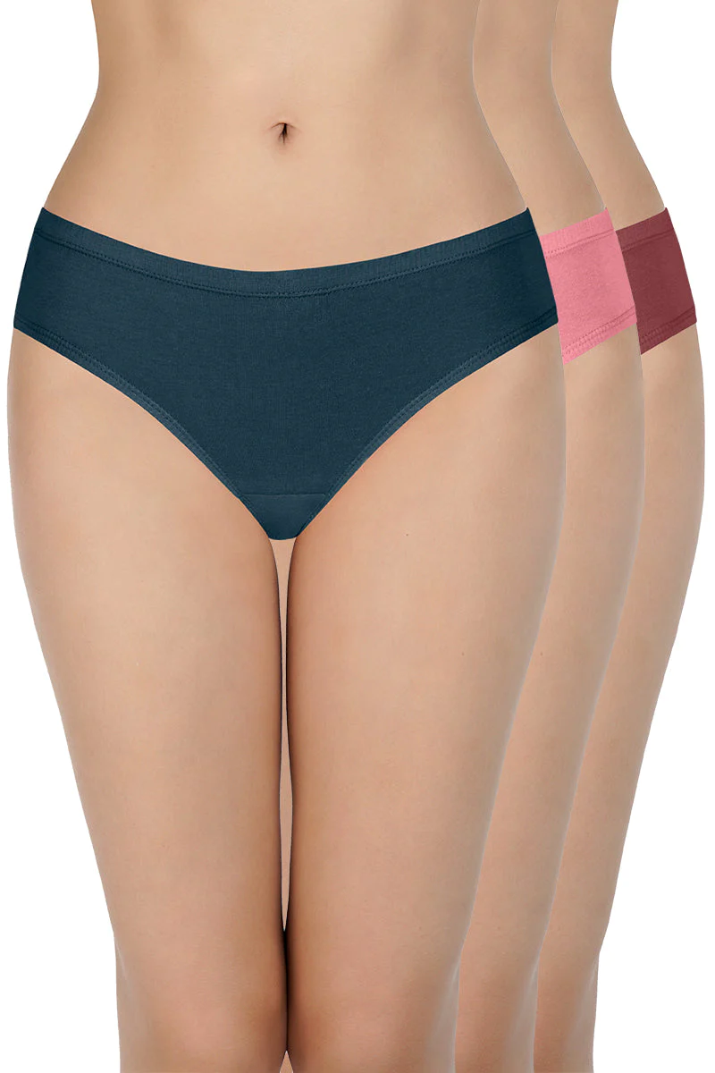 every de  100% Cotton Bikini Panty Pack (Pack of 3) - D005 - Solid