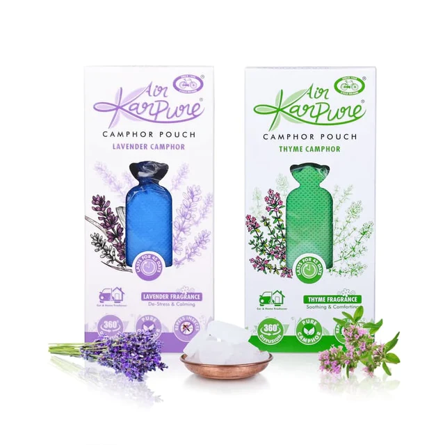 karpure Camphor Pouch Combo Thyme k& Lavender Fragrance Air Freshener Diffuser (2 x 60 g)