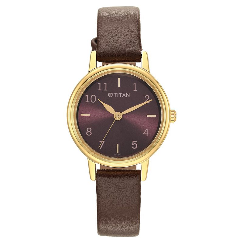 Titan Karishma Brown Dial Leather Strap Watch for Women