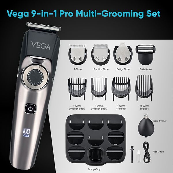 Vega Beard Trimmer (9 in 1 Pro -Multi - grooming Set) - VHTH-32