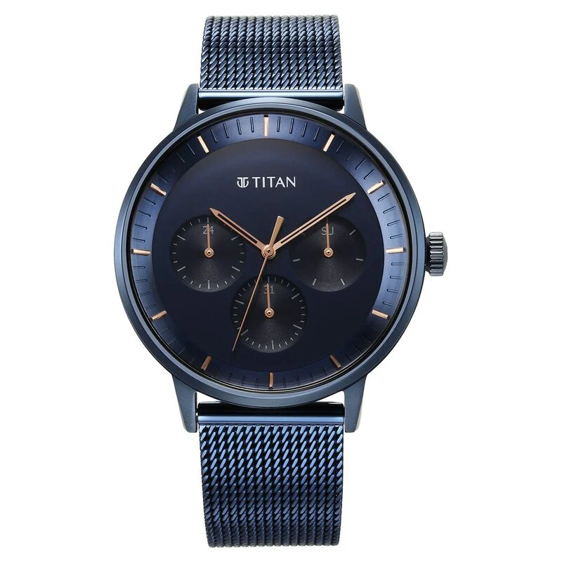 Titan Modern Classics Blue Dial Quartz Multifunction Stainless Steel Strap watch for Men