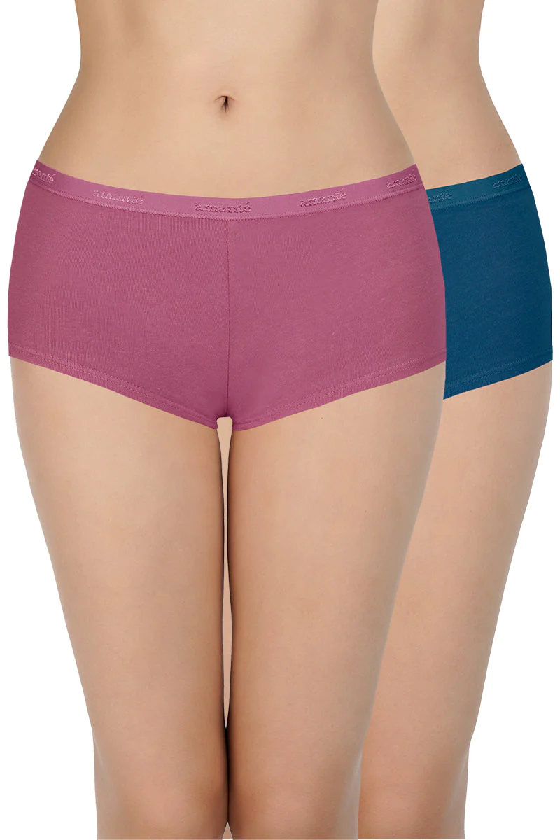 Solid Mid Rise Boyshorts (Pack of 2)