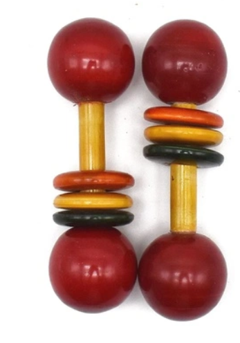 Wooden Dumbbell Rattle Toy for infants, toddlers, kids (Pack of 2) - Shree Channapatna Toys