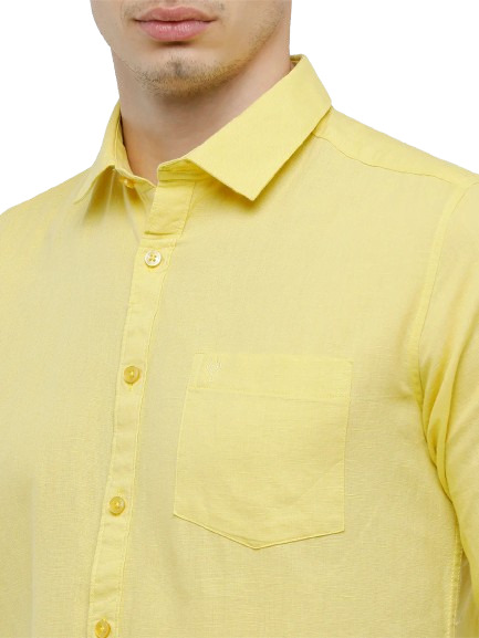 Classic Polo Mens Solid Milano Fit Full Sleeve Woven Shirt -Mica Yellow FS