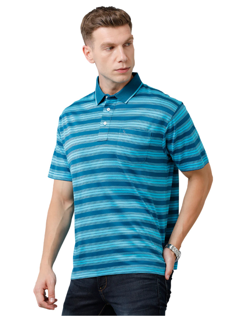 T-shirt Classic Polo Men's Cotton Half Sleeve Striped Authentic Fit Polo Neck Multicolor Color T-Shirt | Ultimo - 305 A