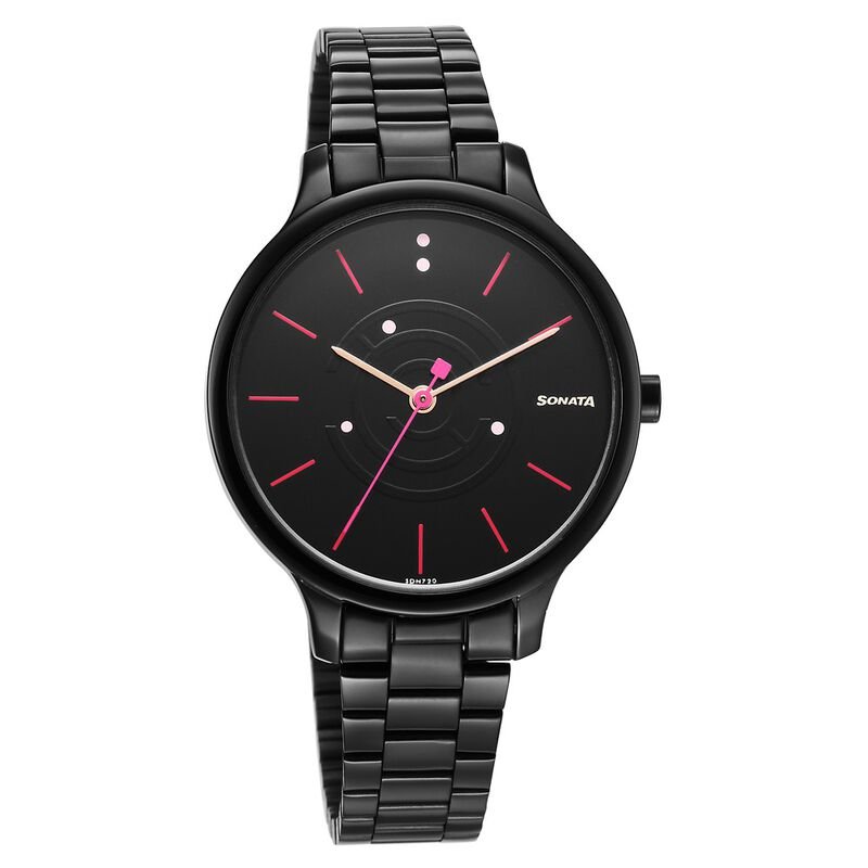 Sonata Play Black Dial Watch for Women 87050NM01