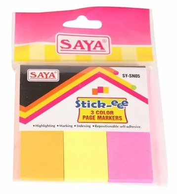 Saya Stick-eee Page Markers - Easy To Use, 4 Colours, 750 mm x 100 mm, 1 pc