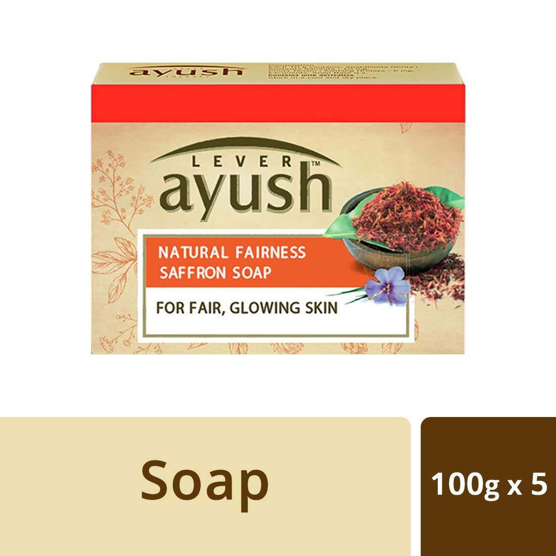 Ayush  Natural Fairness Saffron Soap 100gx5 Buy 4 Get 1 free