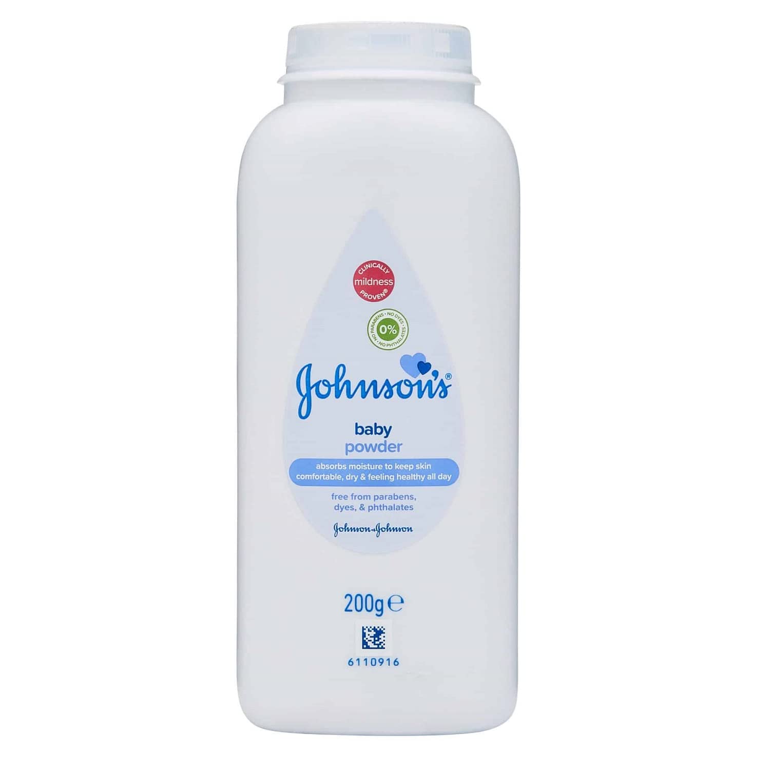 Johnson's Baby Powder | With Sodium Citrate, Citric Acid | Pack of 1, 200g